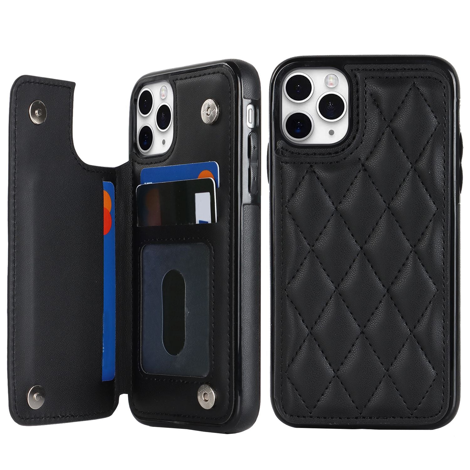 Chanel-style Card Holder Compatible with Apple 17 Pro Max/16 Plus Phone Cases, Iphone 15/14 Shockproof Protective Covers