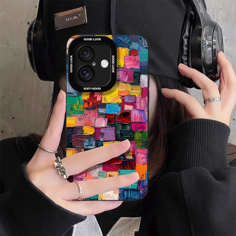 Colorful Oil Painting Suitable for Apple 17 Mobile Phone Case 16 All-inclusive 15 Anti-fall 14/13pro Angel Eye Xr Silicone Xs Soft
