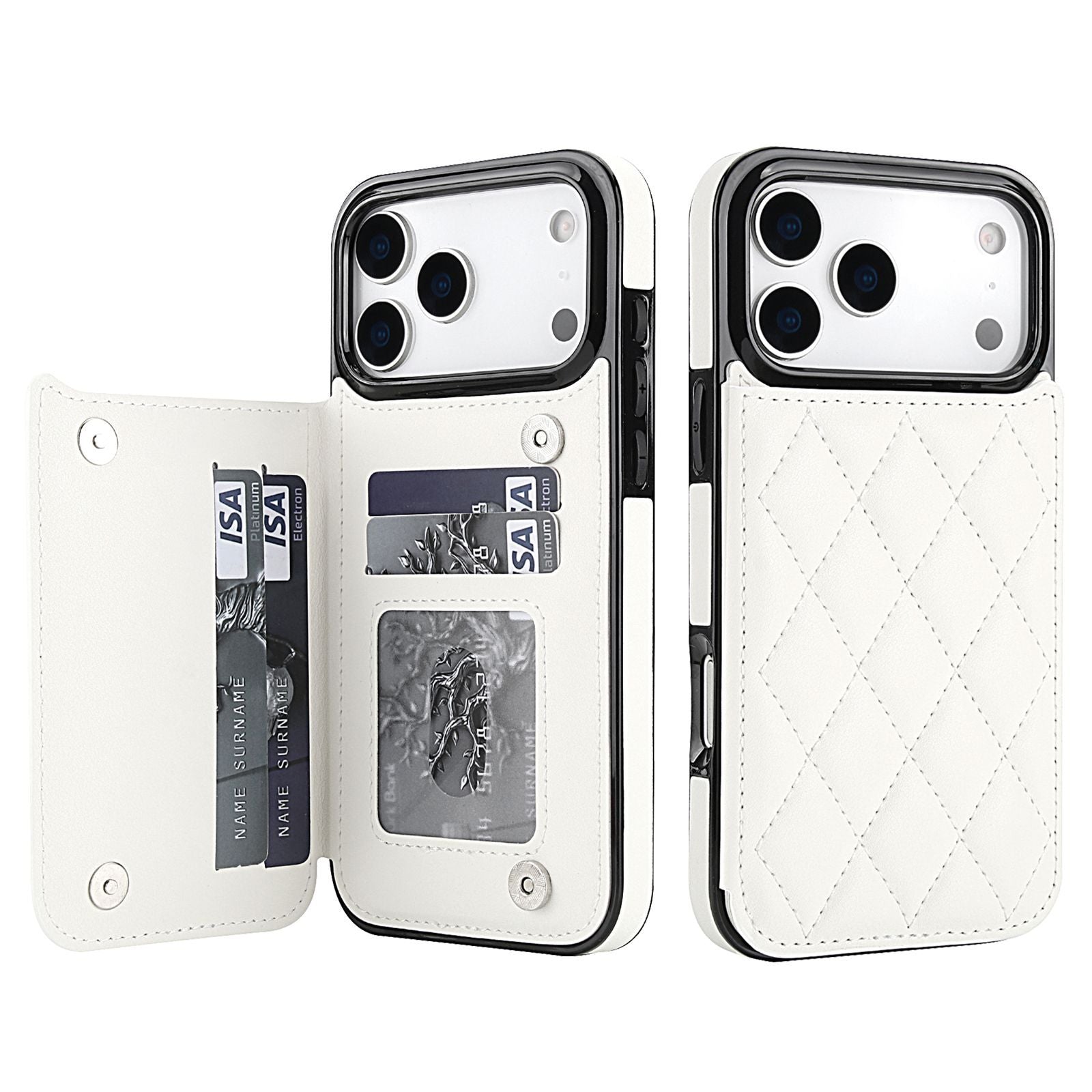 Chanel-style Card Holder Compatible with Apple 17 Pro Max/16 Plus Phone Cases, Iphone 15/14 Shockproof Protective Covers
