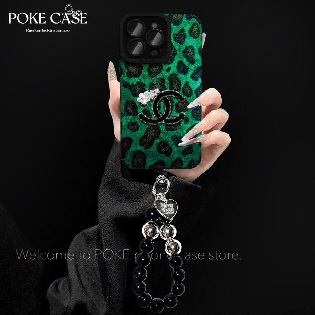 Green Leopard Print Iphone 17promax Mobile Phone Case 15pro Iphone 14 Soft Case All-inclusive 13 Anti-fall 12/11 Soft Case