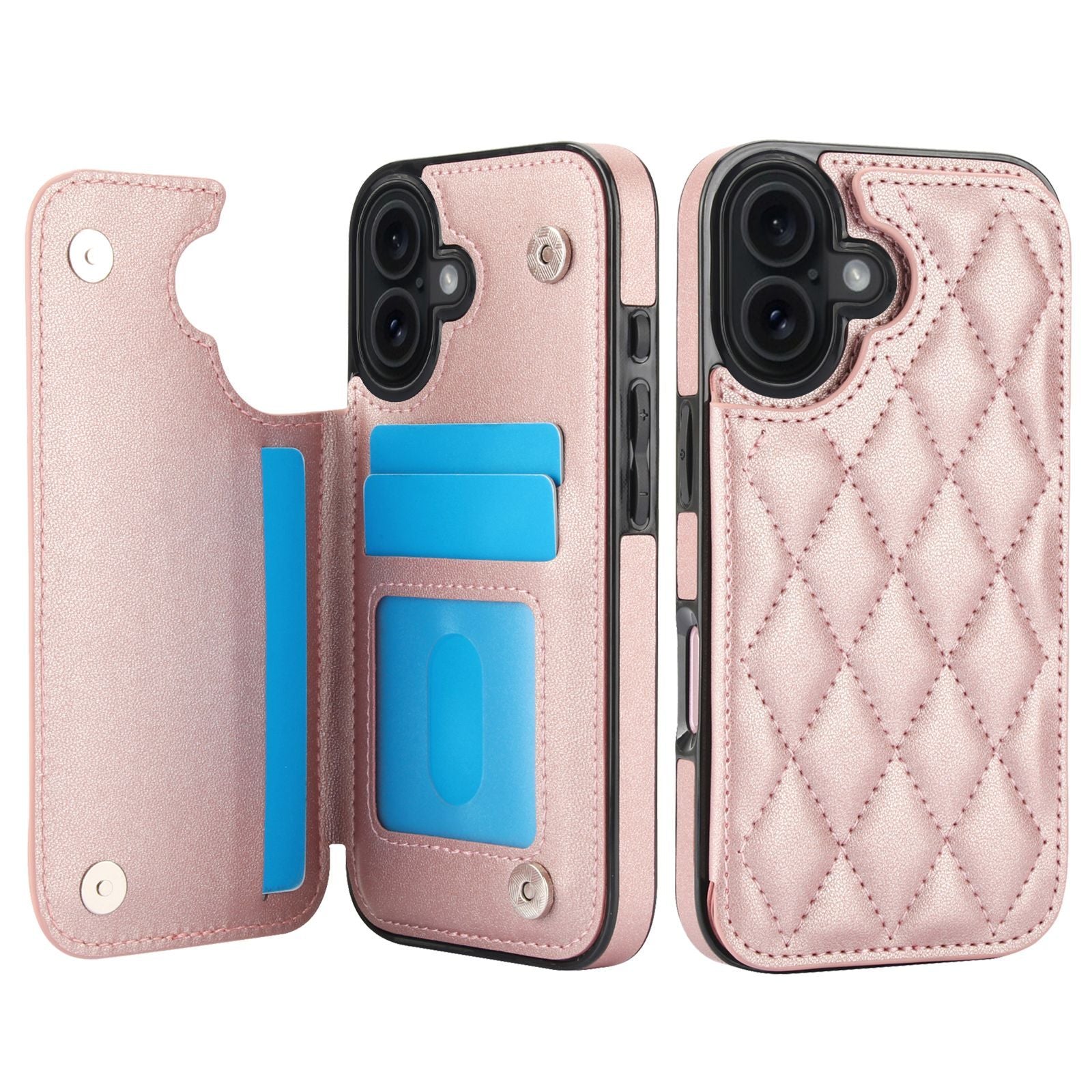 Chanel-style Card Holder Compatible with Apple 17 Pro Max/16 Plus Phone Cases, Iphone 15/14 Shockproof Protective Covers