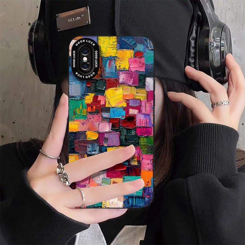 Colorful Oil Painting Suitable for Apple 17 Mobile Phone Case 16 All-inclusive 15 Anti-fall 14/13pro Angel Eye Xr Silicone Xs Soft