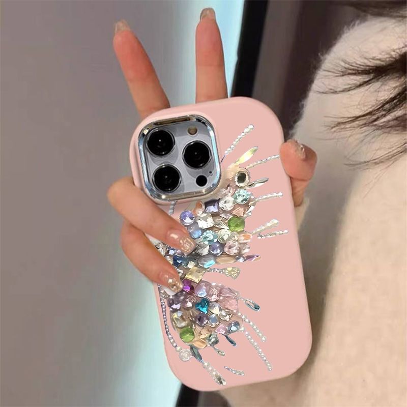 Drop-proof oval diamond butterfly case for apple iphone 16, iphone 15 pro max full coverage, iphone 14 silicone, iphone 13