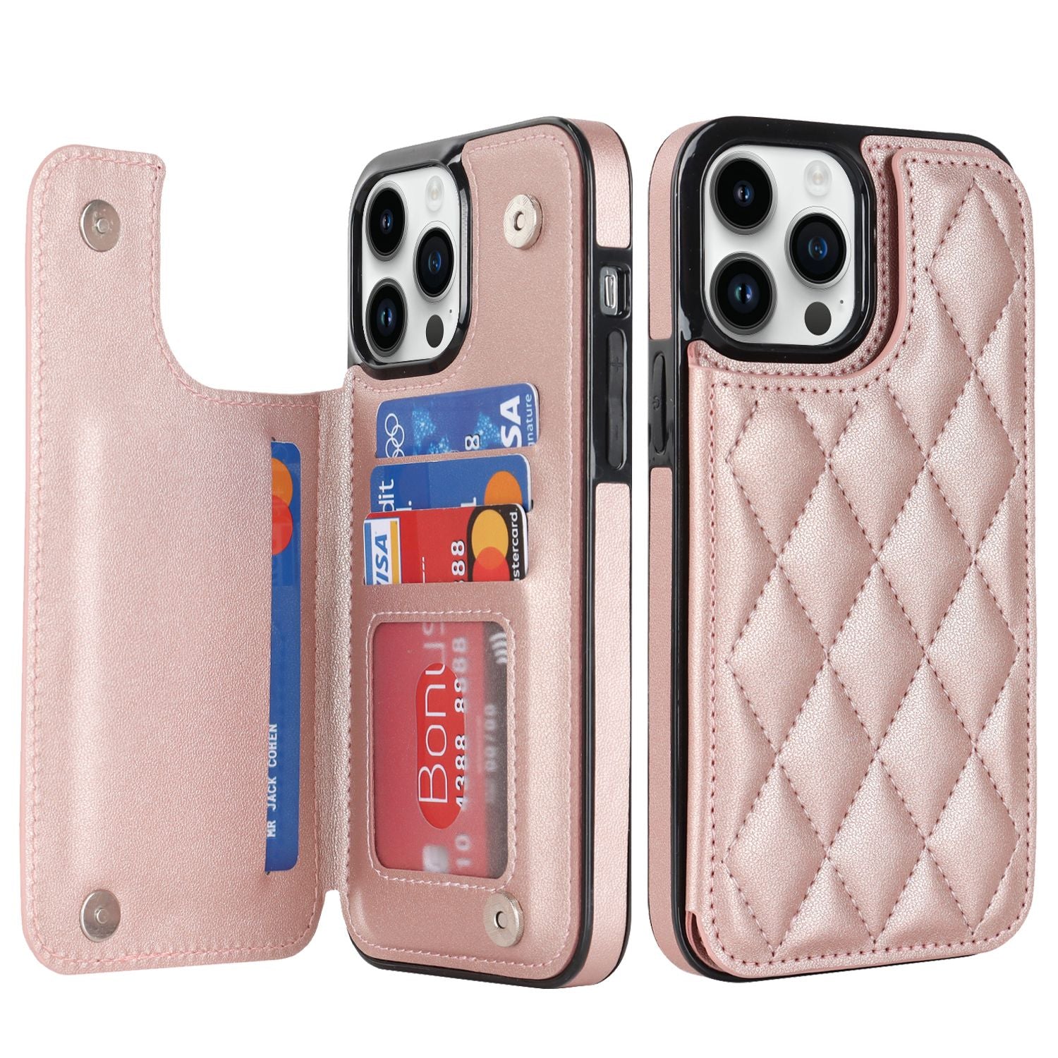 Chanel-style Card Holder Compatible with Apple 17 Pro Max/16 Plus Phone Cases, Iphone 15/14 Shockproof Protective Covers