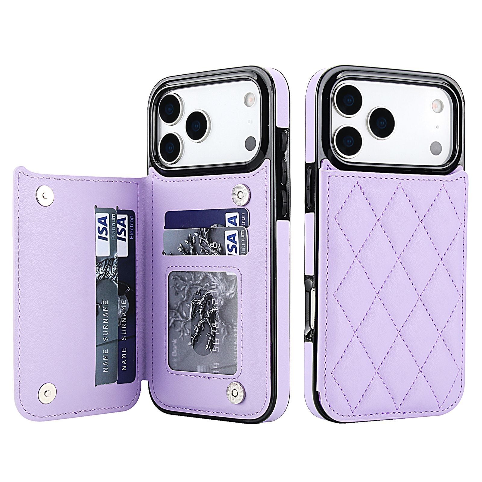 Chanel-style Card Holder Compatible with Apple 17 Pro Max/16 Plus Phone Cases, Iphone 15/14 Shockproof Protective Covers