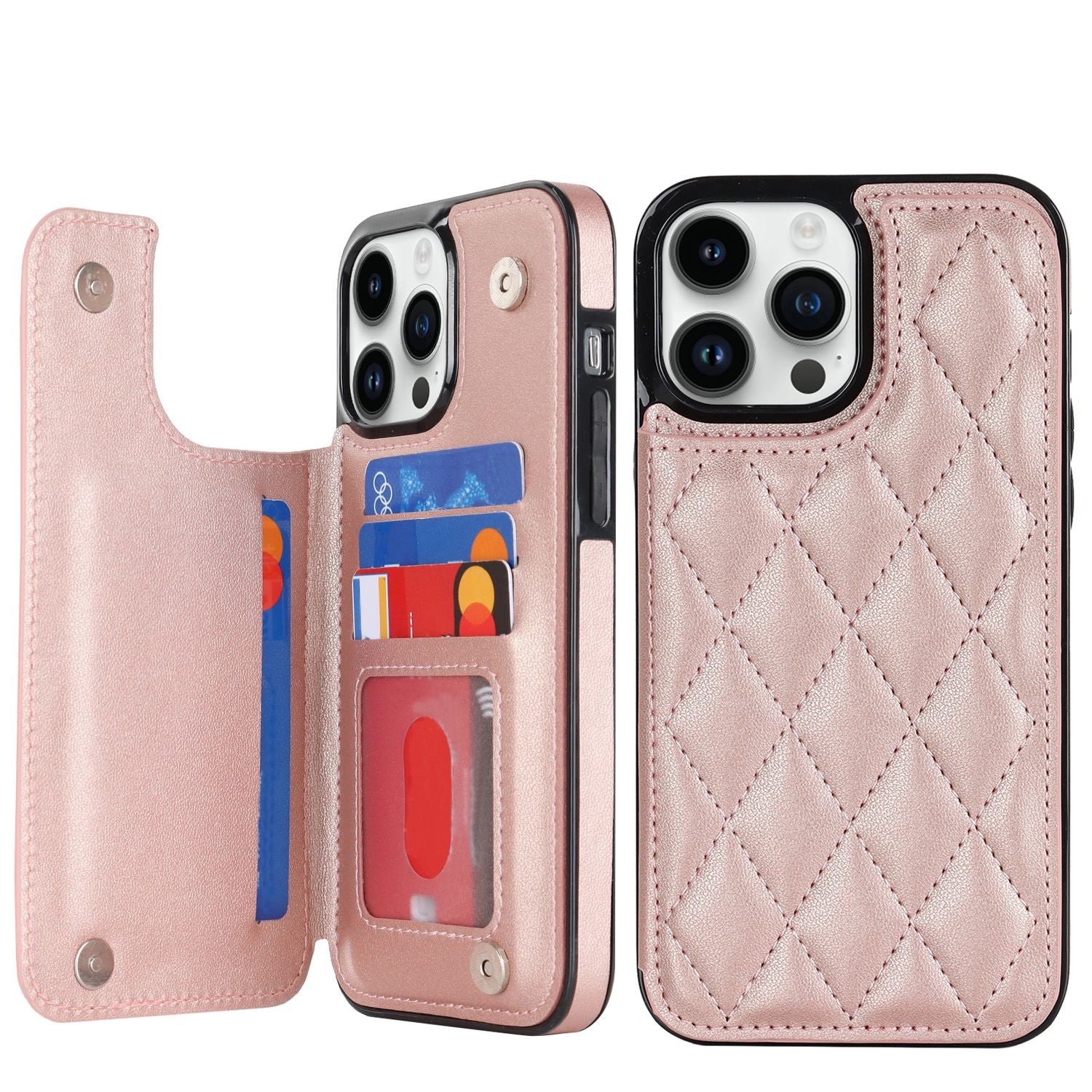 Chanel-style Card Holder Compatible with Apple 17 Pro Max/16 Plus Phone Cases, Iphone 15/14 Shockproof Protective Covers