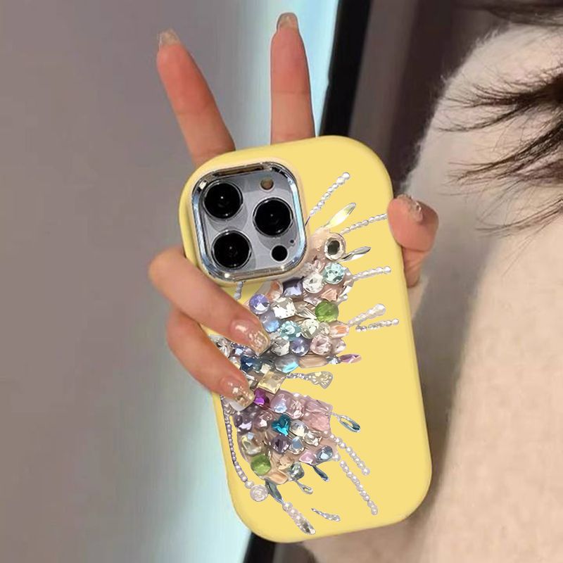 Drop-proof oval diamond butterfly case for apple iphone 16, iphone 15 pro max full coverage, iphone 14 silicone, iphone 13