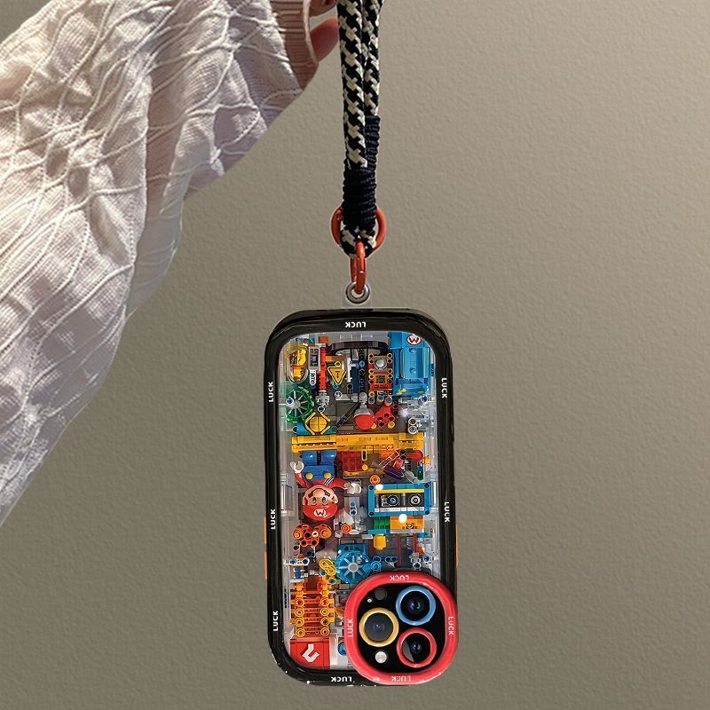Apple mobile phone case building block mario 16 new iphone15pro puff 14/13/12/x/xr/7 all inclusive
