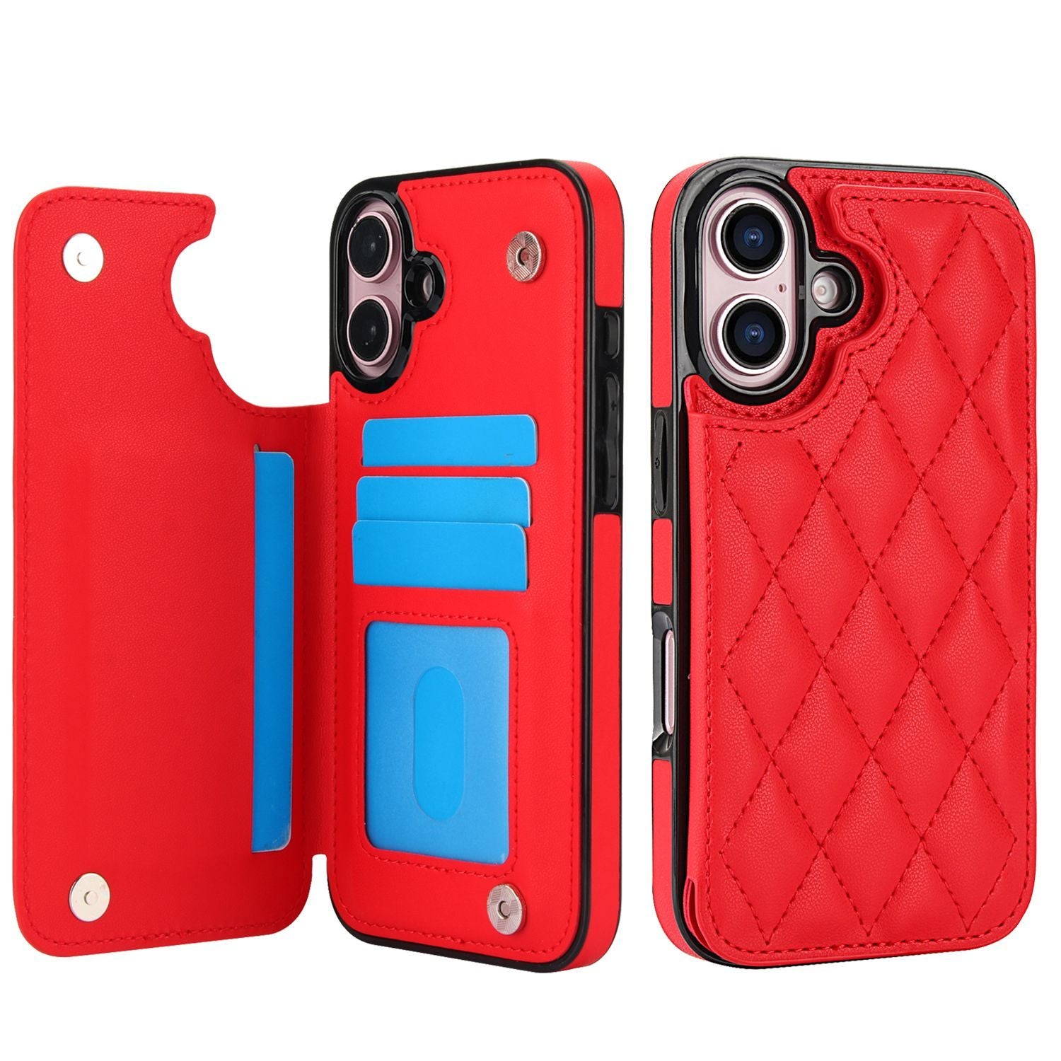 Chanel-style Card Holder Compatible with Apple 17 Pro Max/16 Plus Phone Cases, Iphone 15/14 Shockproof Protective Covers
