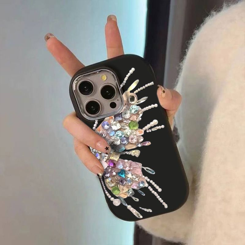 Drop-proof oval diamond butterfly case for apple iphone 16, iphone 15 pro max full coverage, iphone 14 silicone, iphone 13