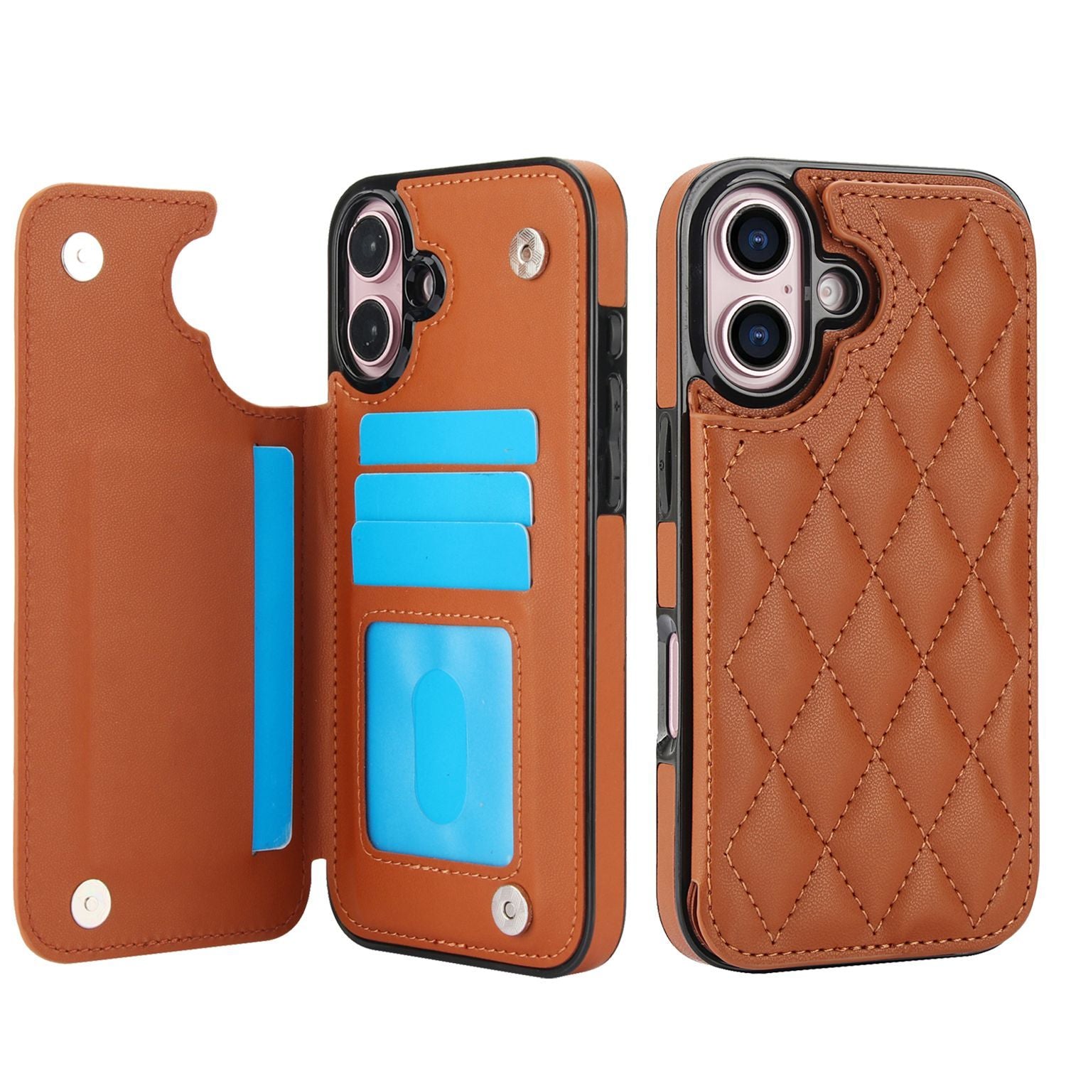 Chanel-style Card Holder Compatible with Apple 17 Pro Max/16 Plus Phone Cases, Iphone 15/14 Shockproof Protective Covers