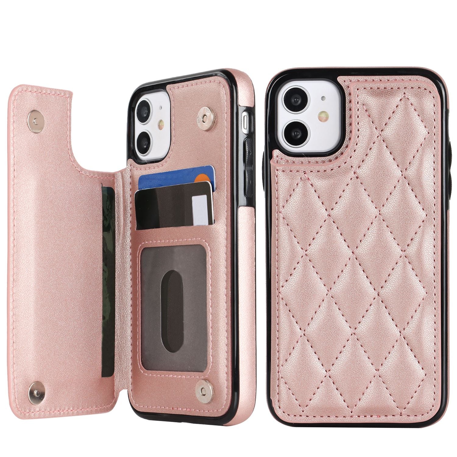 Chanel-style Card Holder Compatible with Apple 17 Pro Max/16 Plus Phone Cases, Iphone 15/14 Shockproof Protective Covers
