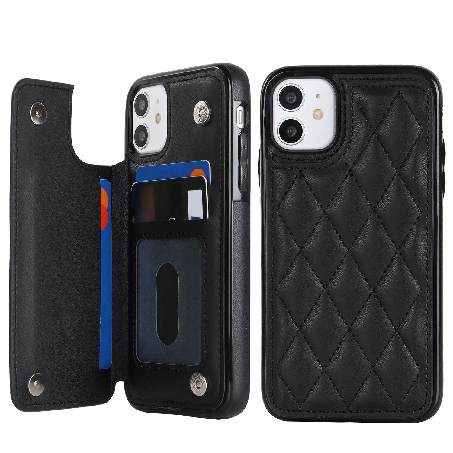 Chanel-style Card Holder Compatible with Apple 17 Pro Max/16 Plus Phone Cases, Iphone 15/14 Shockproof Protective Covers