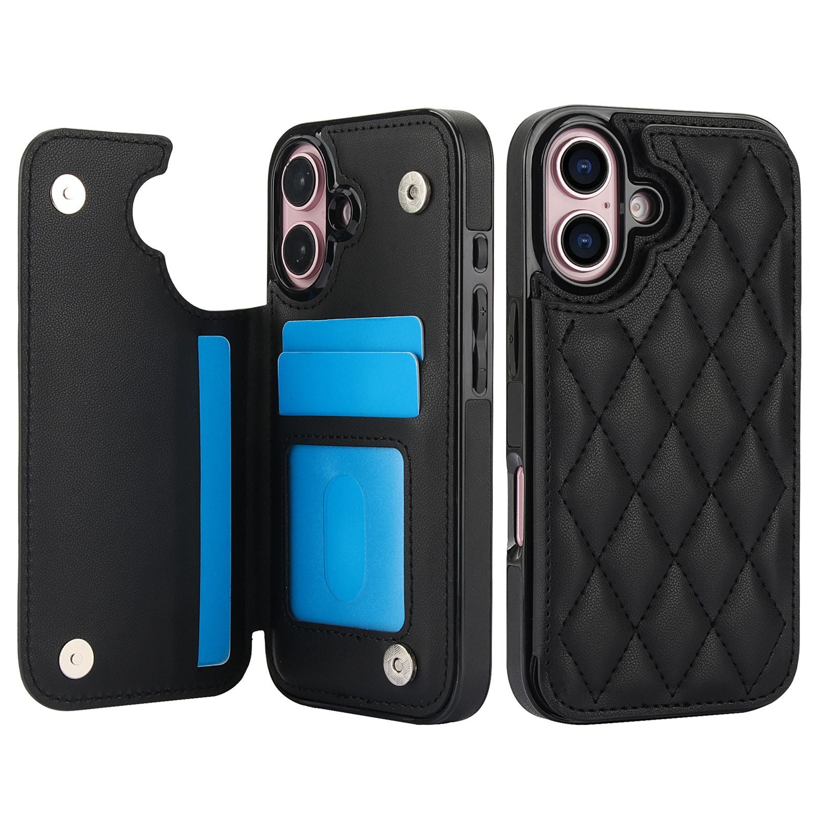Chanel-style Card Holder Compatible with Apple 17 Pro Max/16 Plus Phone Cases, Iphone 15/14 Shockproof Protective Covers
