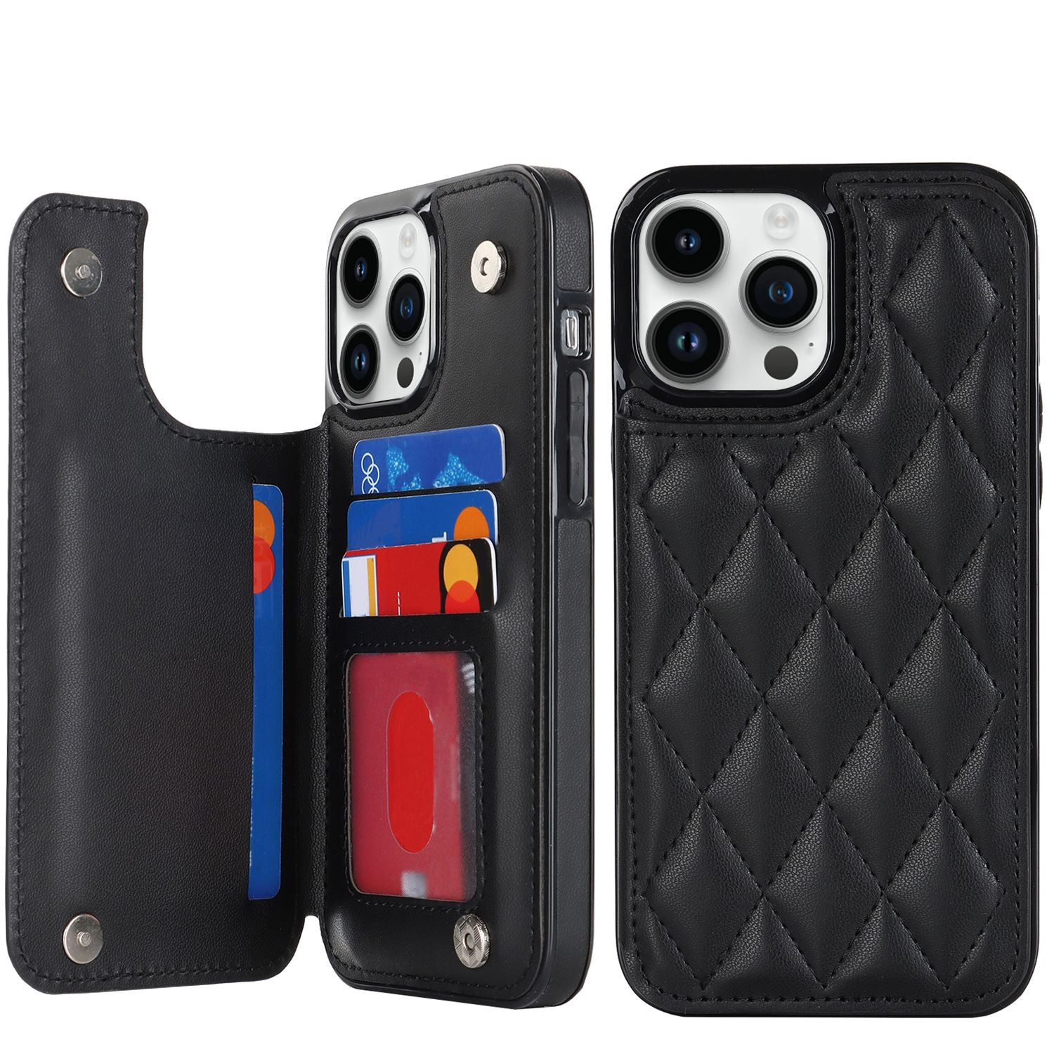 Chanel-style Card Holder Compatible with Apple 17 Pro Max/16 Plus Phone Cases, Iphone 15/14 Shockproof Protective Covers