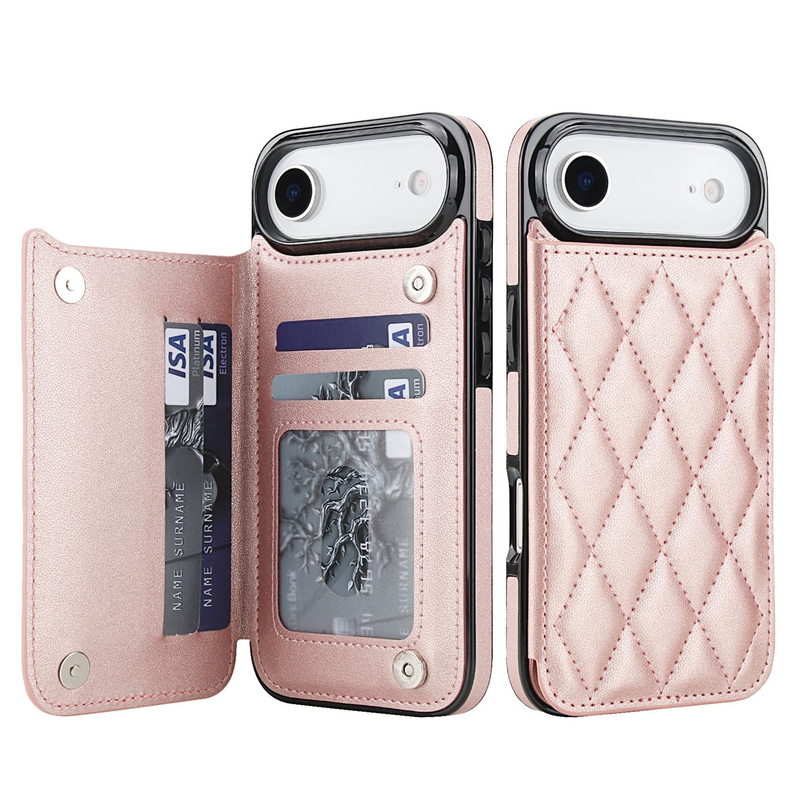 Chanel-style Card Holder Compatible with Apple 17 Pro Max/16 Plus Phone Cases, Iphone 15/14 Shockproof Protective Covers