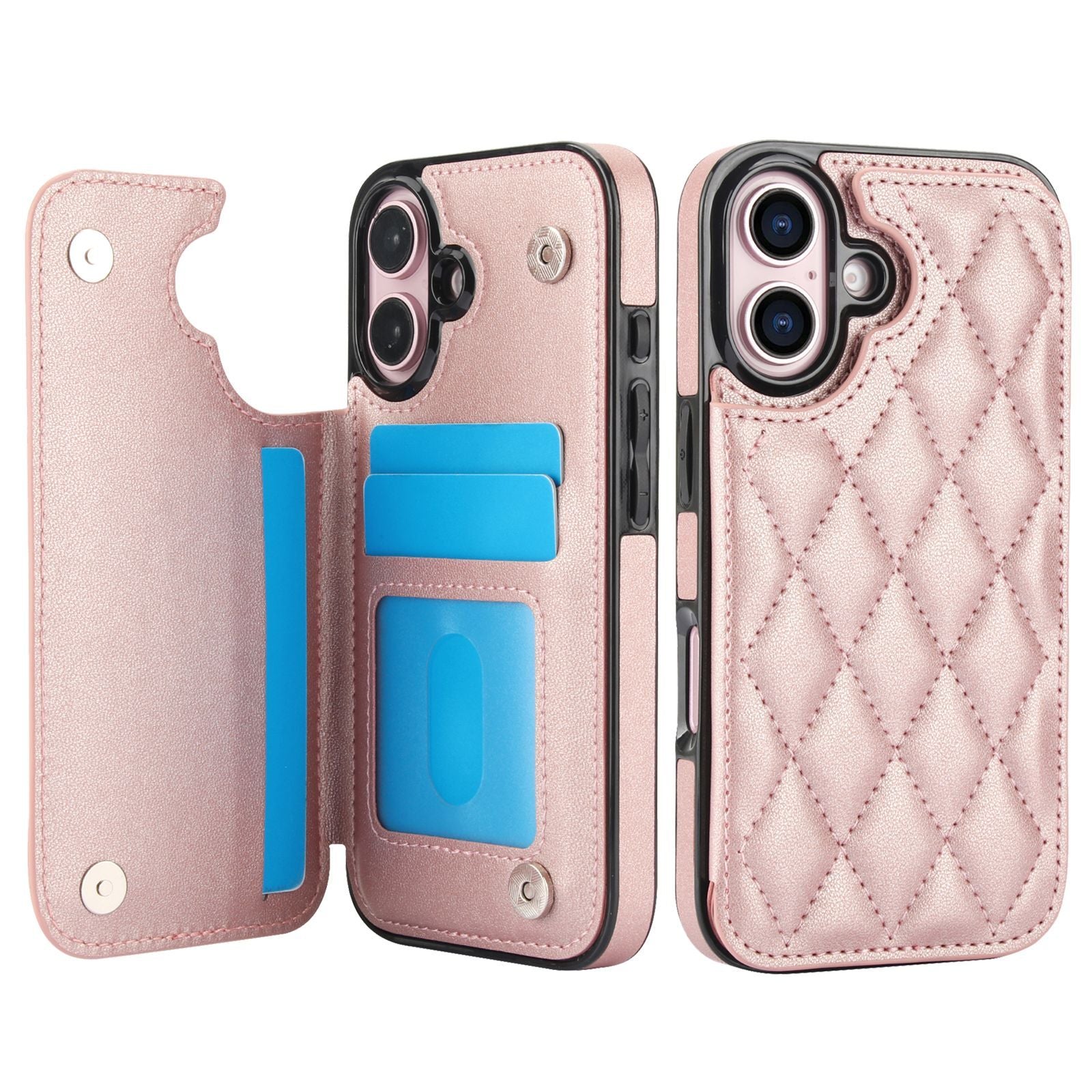 Chanel-style Card Holder Compatible with Apple 17 Pro Max/16 Plus Phone Cases, Iphone 15/14 Shockproof Protective Covers
