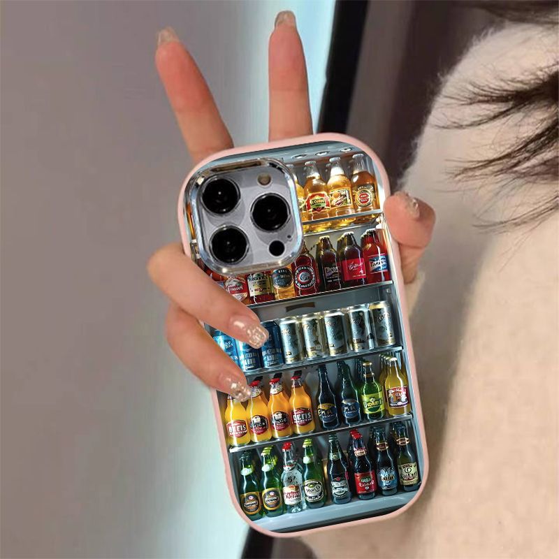 Drop-proof oval drink cooler phone case for apple iphone 15, iphone 14 pro max, full coverage 12 soft, 13
