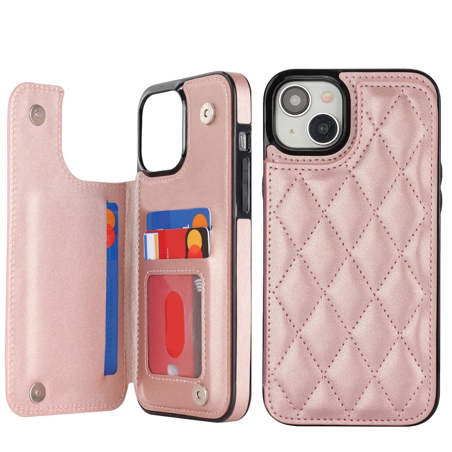 Chanel-style Card Holder Compatible with Apple 17 Pro Max/16 Plus Phone Cases, Iphone 15/14 Shockproof Protective Covers