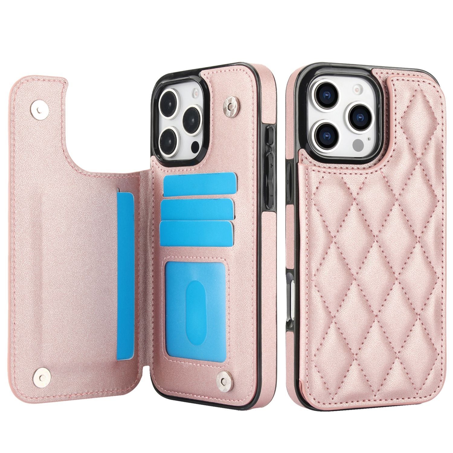 Chanel-style Card Holder Compatible with Apple 17 Pro Max/16 Plus Phone Cases, Iphone 15/14 Shockproof Protective Covers