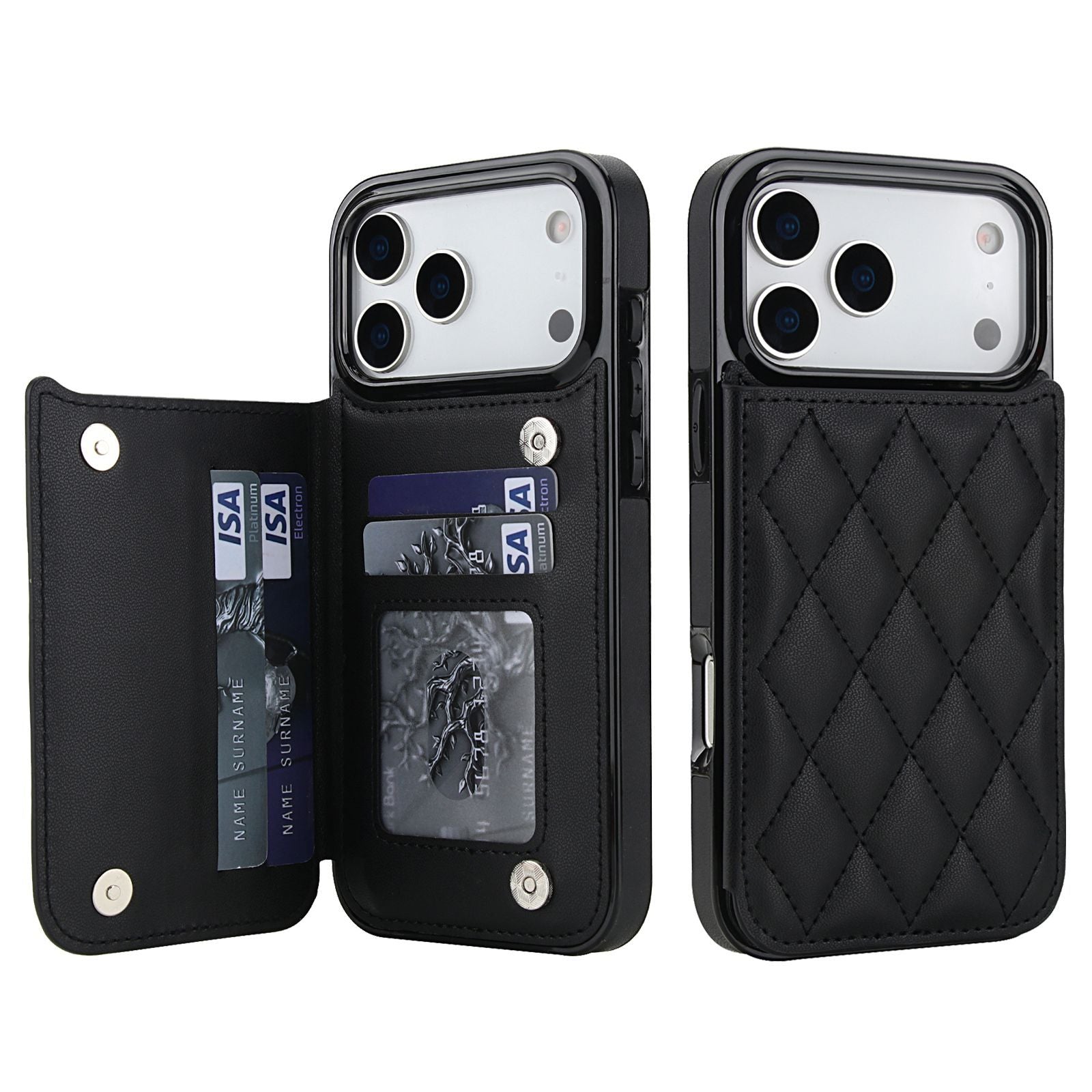 Chanel-style Card Holder Compatible with Apple 17 Pro Max/16 Plus Phone Cases, Iphone 15/14 Shockproof Protective Covers