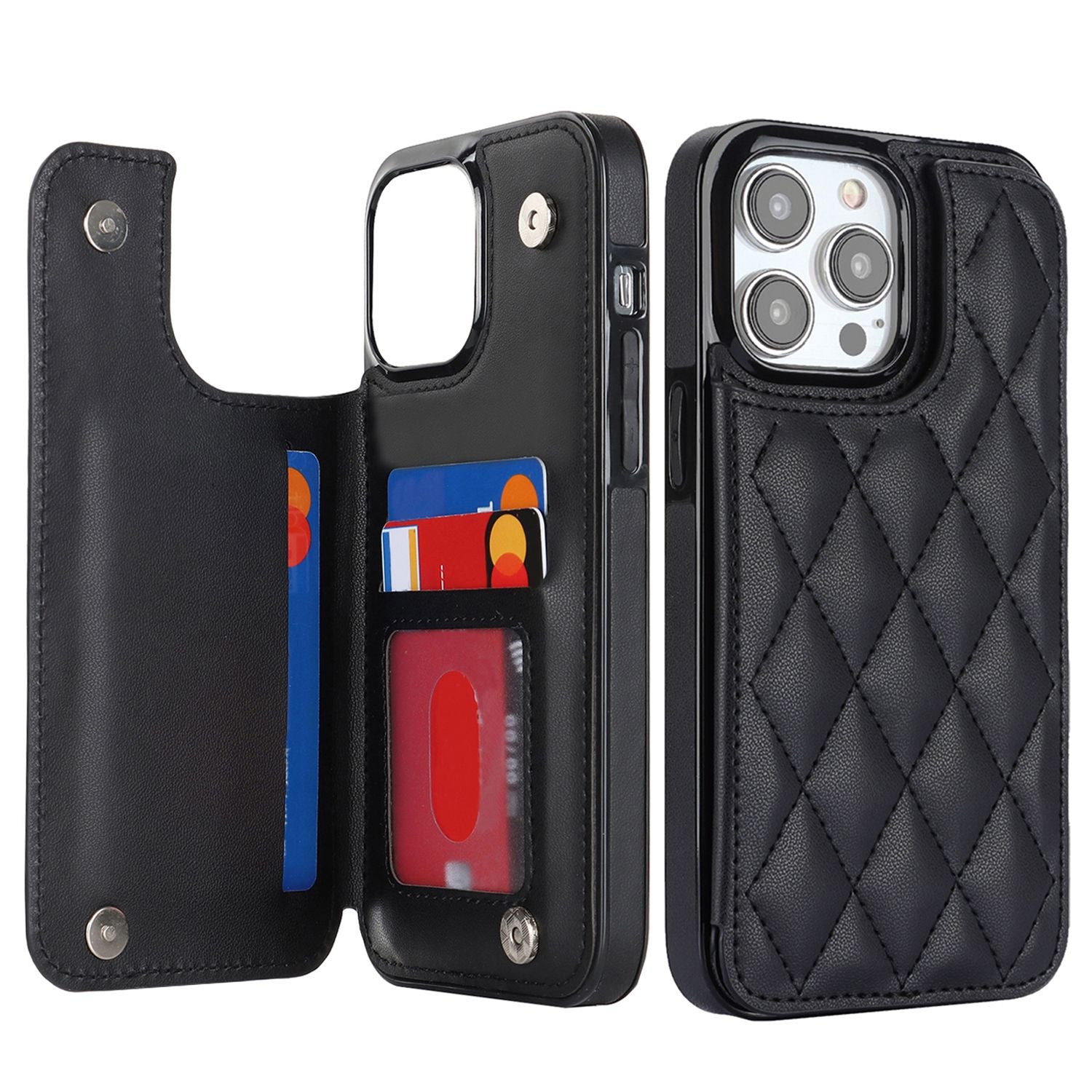 Chanel-style Card Holder Compatible with Apple 17 Pro Max/16 Plus Phone Cases, Iphone 15/14 Shockproof Protective Covers
