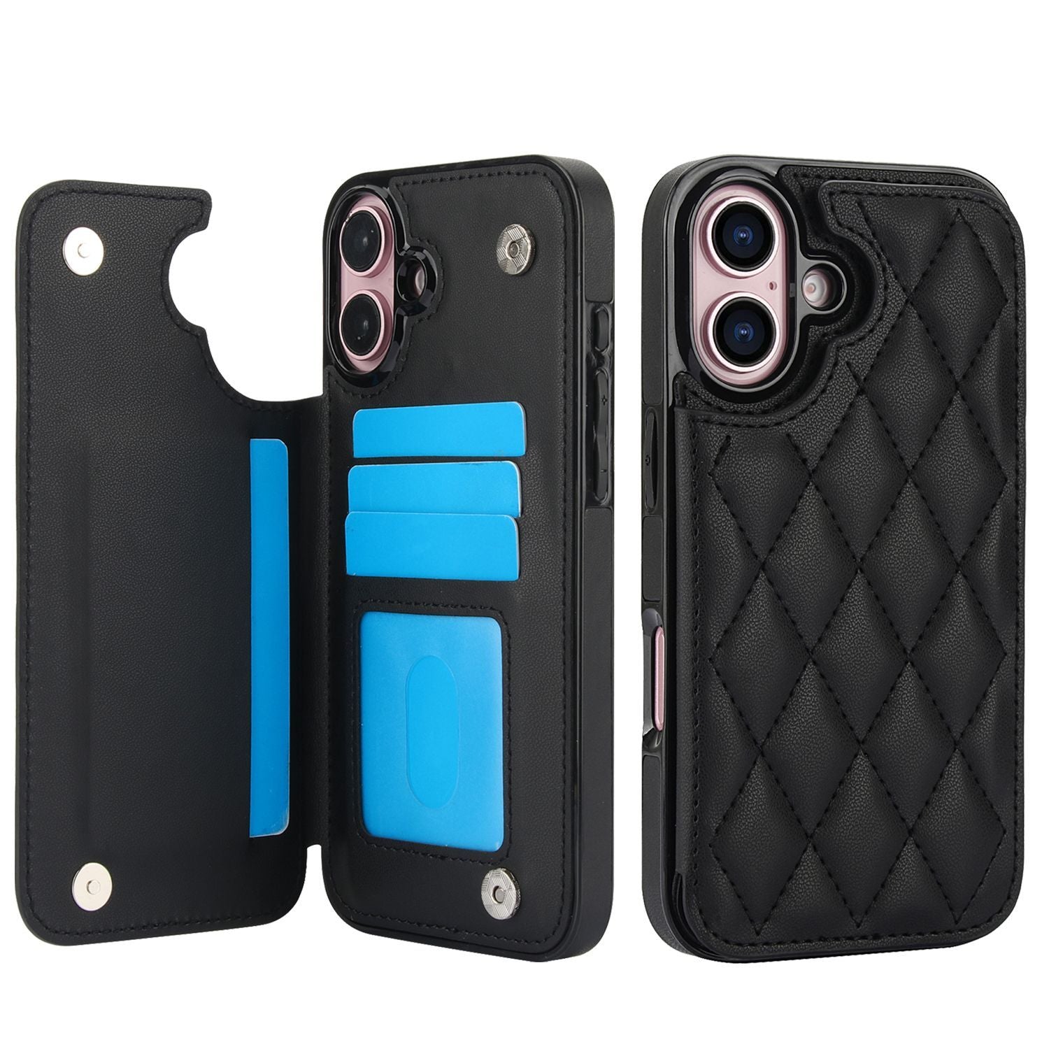 Chanel-style Card Holder Compatible with Apple 17 Pro Max/16 Plus Phone Cases, Iphone 15/14 Shockproof Protective Covers