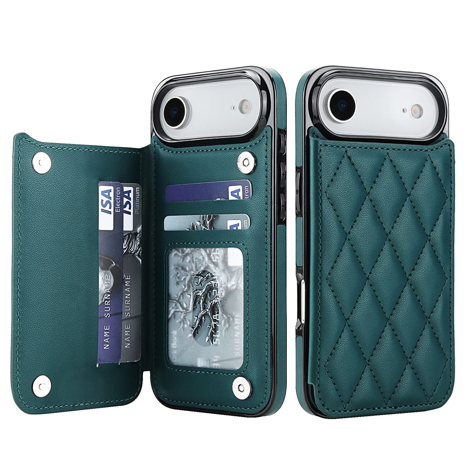 Chanel-style Card Holder Compatible with Apple 17 Pro Max/16 Plus Phone Cases, Iphone 15/14 Shockproof Protective Covers
