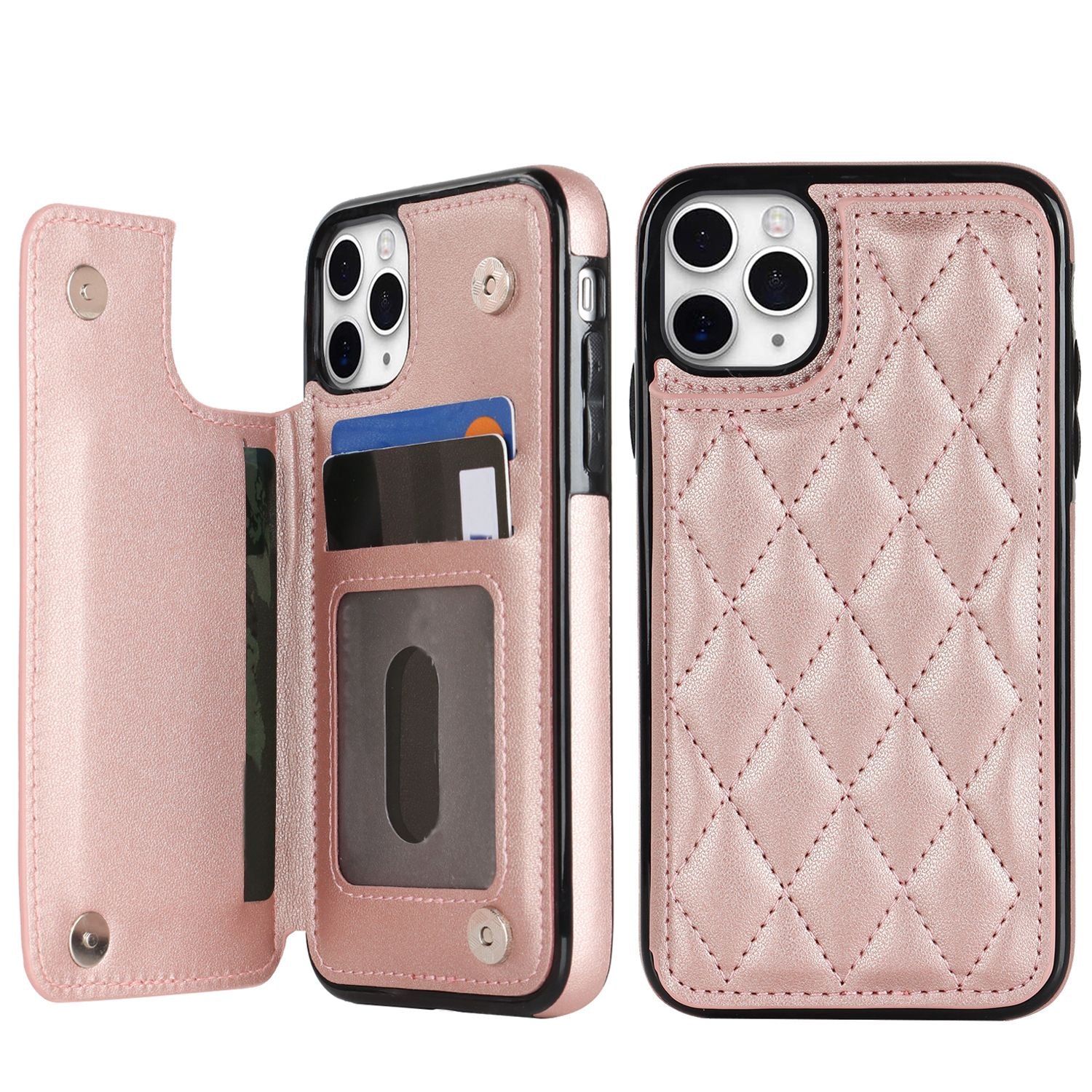 Chanel-style Card Holder Compatible with Apple 17 Pro Max/16 Plus Phone Cases, Iphone 15/14 Shockproof Protective Covers