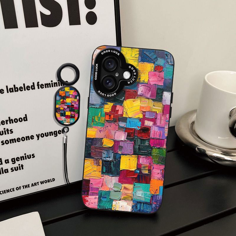 Colorful Oil Painting Suitable for Apple 17 Mobile Phone Case 16 All-inclusive 15 Anti-fall 14/13pro Angel Eye Xr Silicone Xs Soft