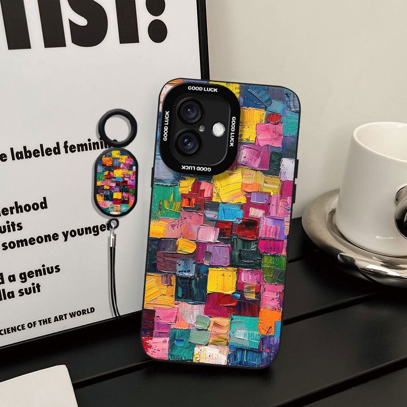 Colorful Oil Painting Suitable for Apple 17 Mobile Phone Case 16 All-inclusive 15 Anti-fall 14/13pro Angel Eye Xr Silicone Xs Soft