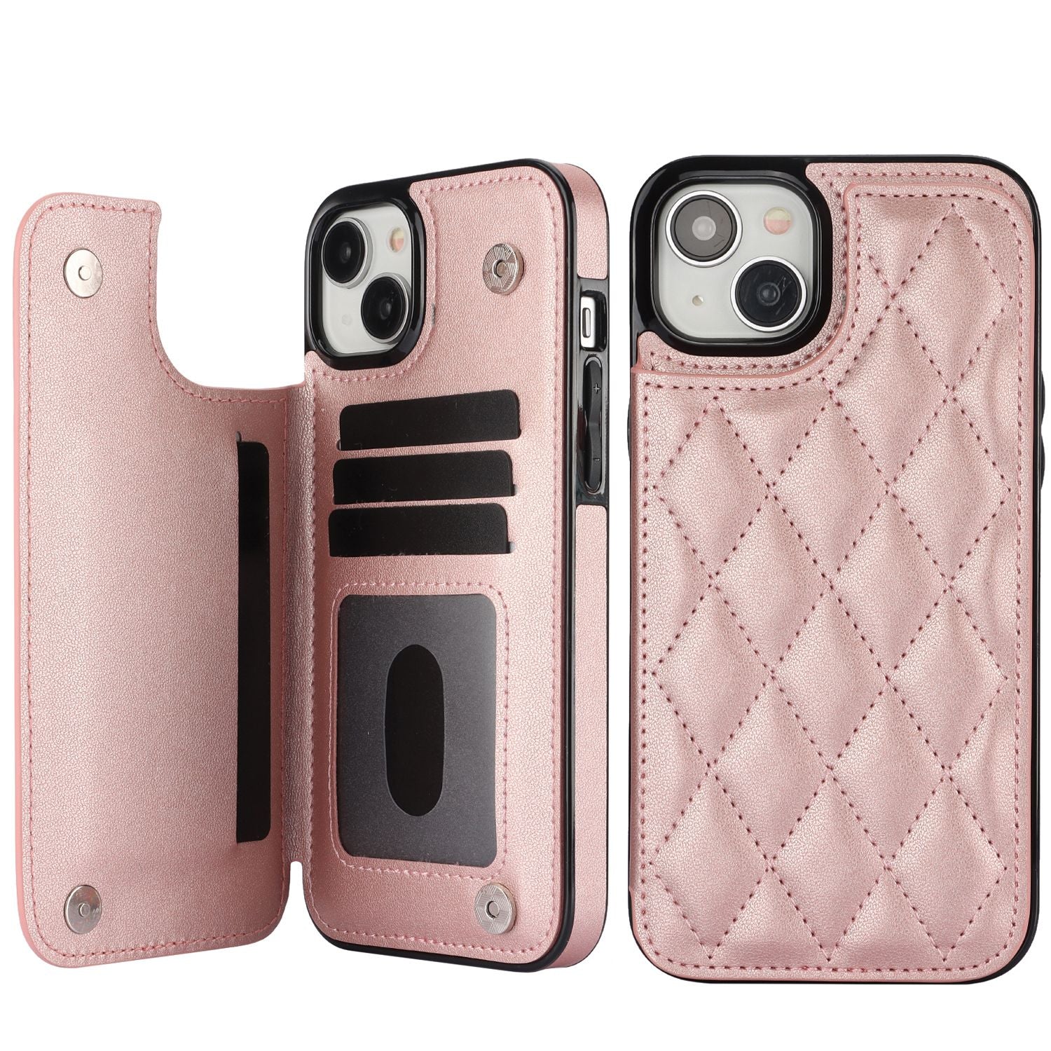 Chanel-style Card Holder Compatible with Apple 17 Pro Max/16 Plus Phone Cases, Iphone 15/14 Shockproof Protective Covers