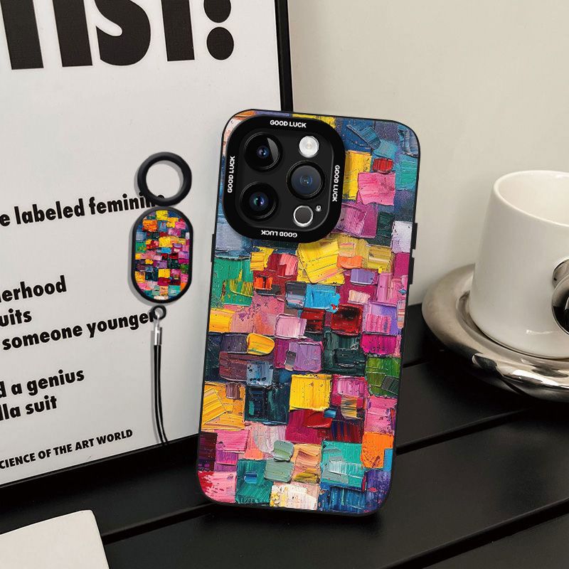 Colorful Oil Painting Suitable for Apple 17 Mobile Phone Case 16 All-inclusive 15 Anti-fall 14/13pro Angel Eye Xr Silicone Xs Soft