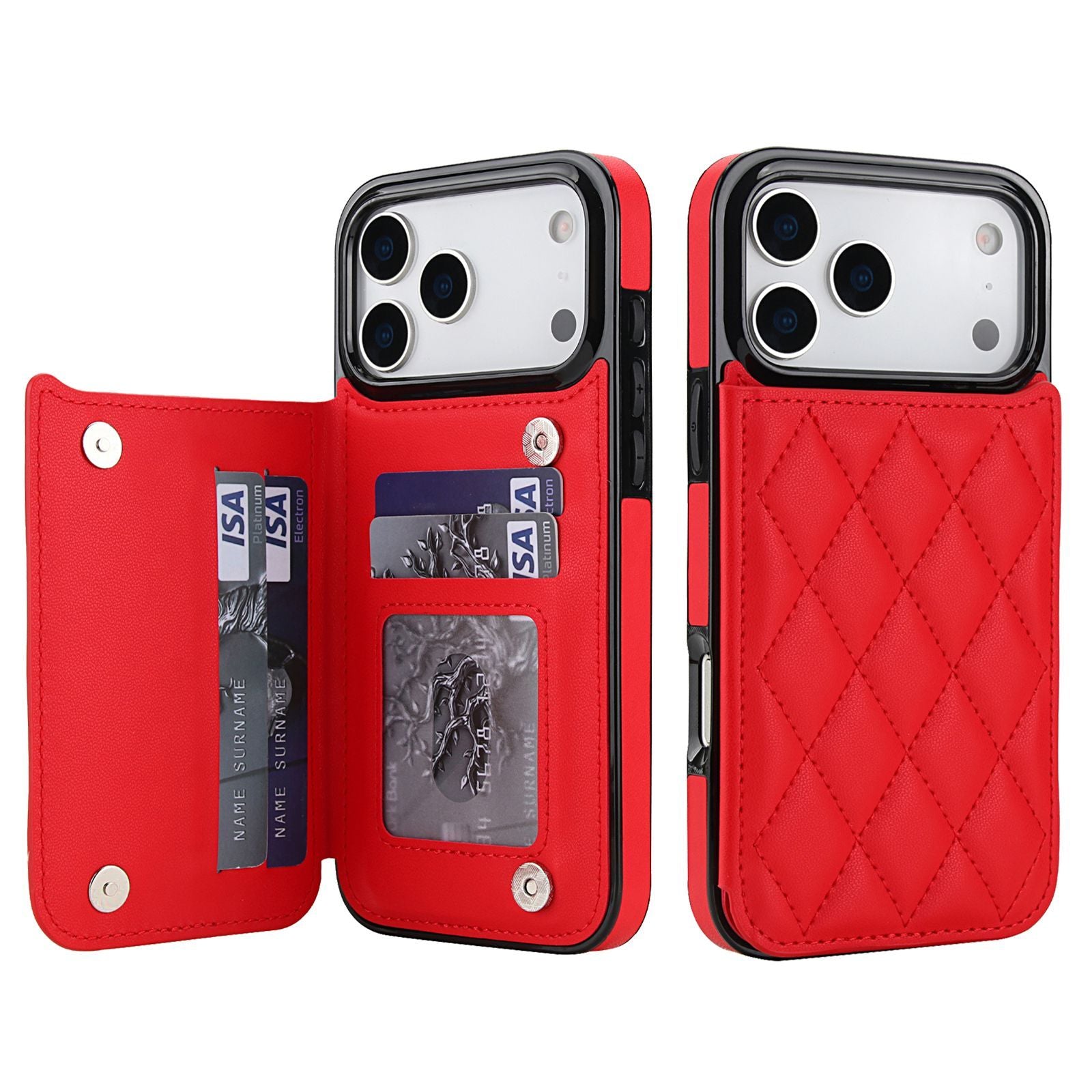Chanel-style Card Holder Compatible with Apple 17 Pro Max/16 Plus Phone Cases, Iphone 15/14 Shockproof Protective Covers