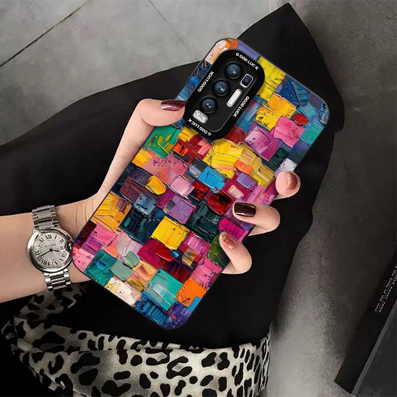Colorful Oil Painting Suitable for Apple 17 Mobile Phone Case 16 All-inclusive 15 Anti-fall 14/13pro Angel Eye Xr Silicone Xs Soft
