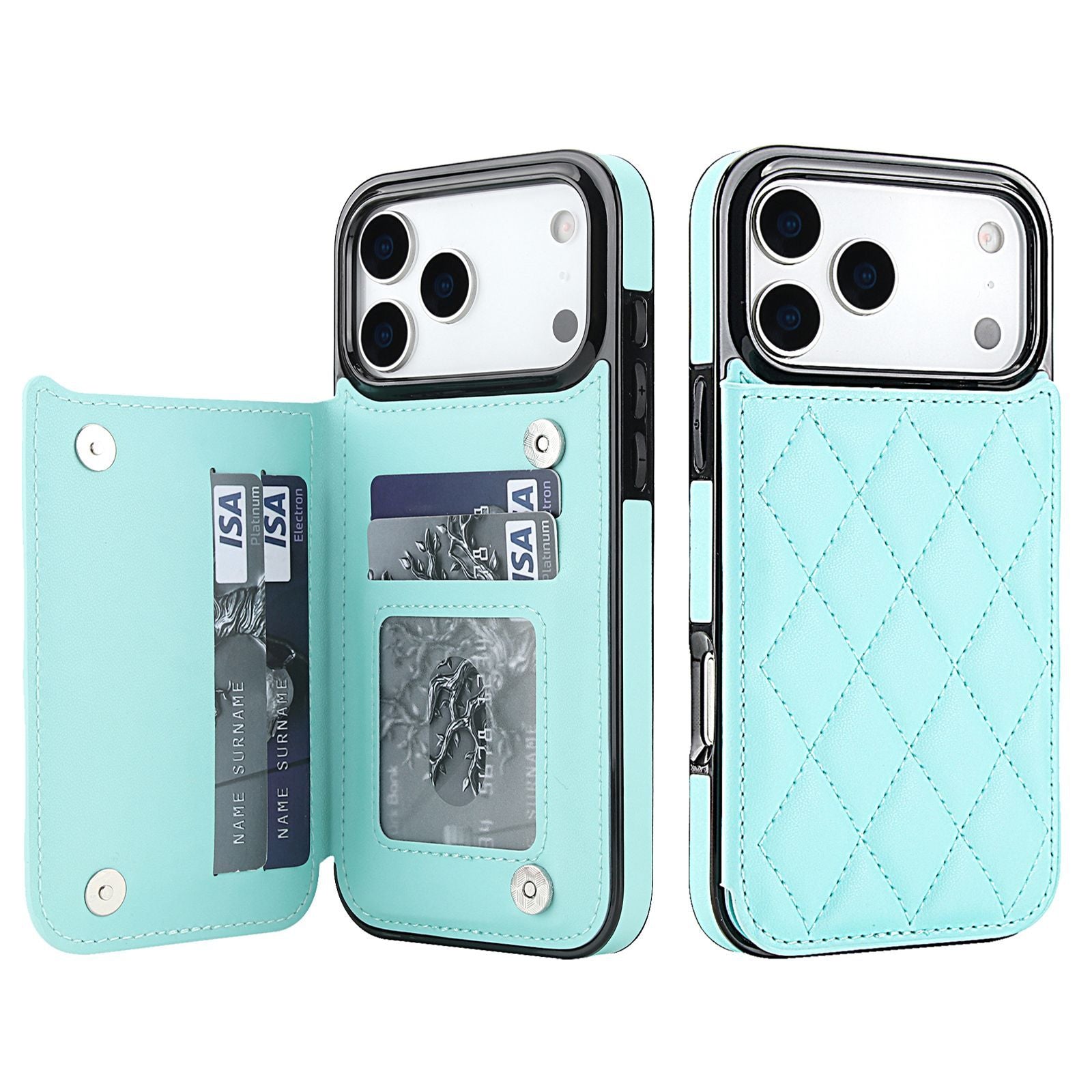 Chanel-style Card Holder Compatible with Apple 17 Pro Max/16 Plus Phone Cases, Iphone 15/14 Shockproof Protective Covers