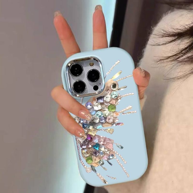Drop-proof oval diamond butterfly case for apple iphone 16, iphone 15 pro max full coverage, iphone 14 silicone, iphone 13