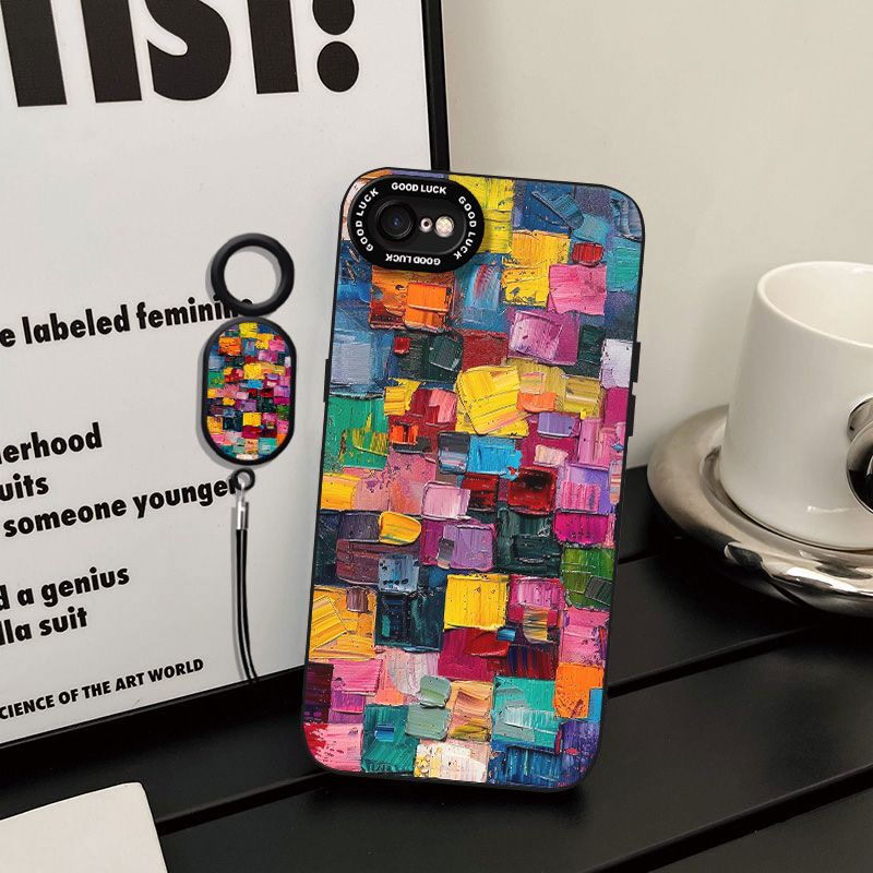 Colorful Oil Painting Suitable for Apple 17 Mobile Phone Case 16 All-inclusive 15 Anti-fall 14/13pro Angel Eye Xr Silicone Xs Soft
