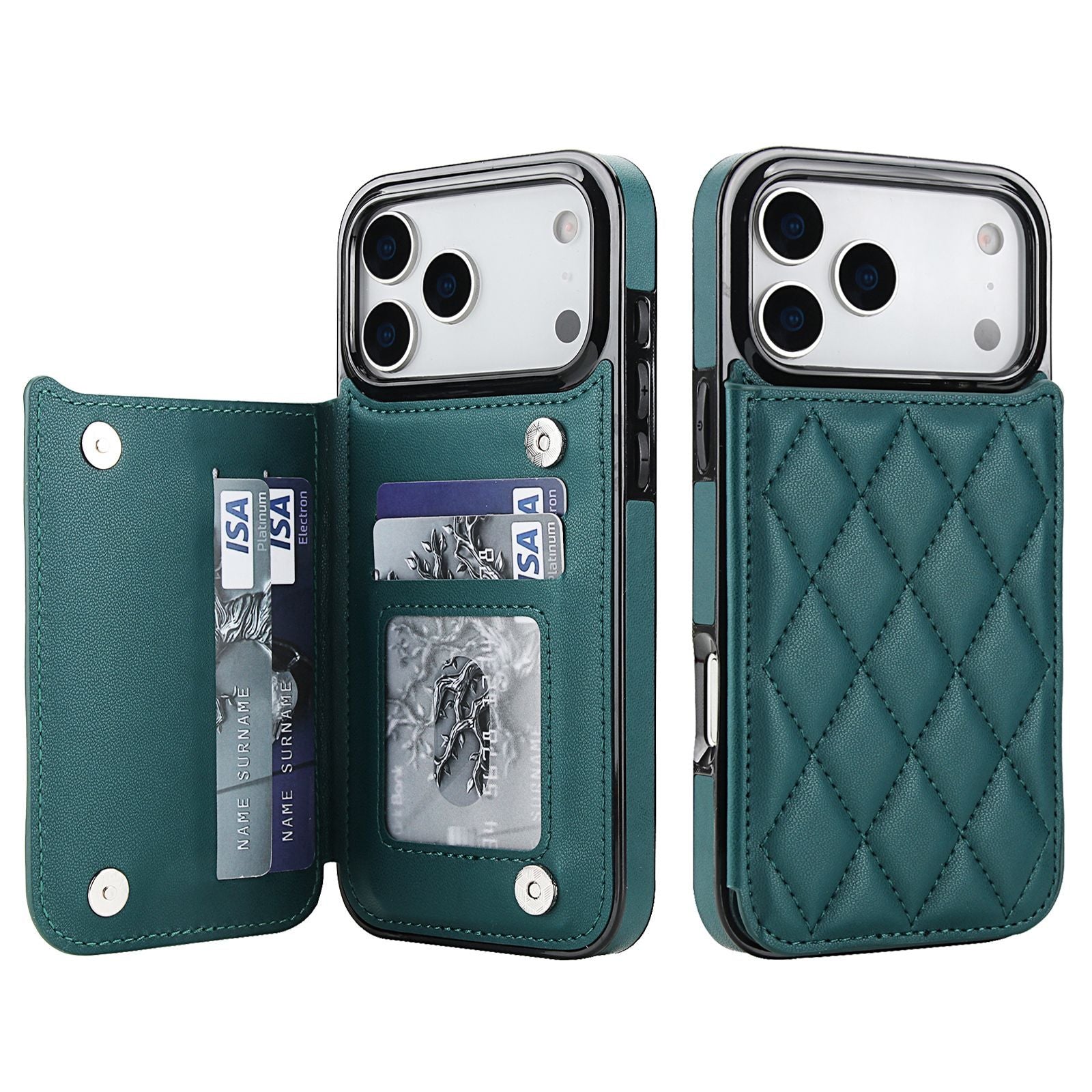 Chanel-style Card Holder Compatible with Apple 17 Pro Max/16 Plus Phone Cases, Iphone 15/14 Shockproof Protective Covers