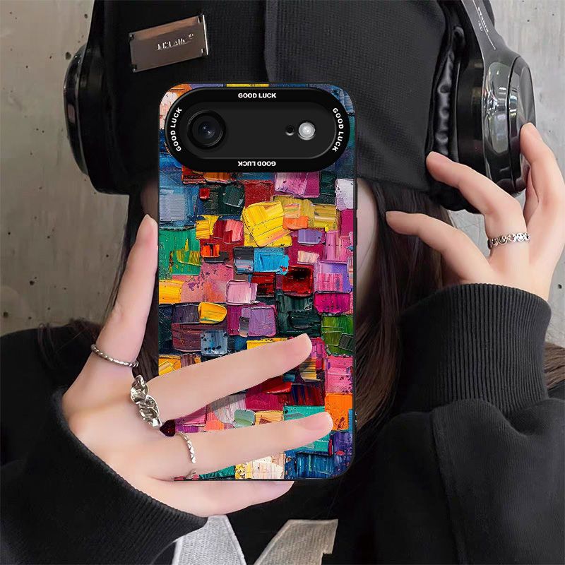 Colorful Oil Painting Suitable for Apple 17 Mobile Phone Case 16 All-inclusive 15 Anti-fall 14/13pro Angel Eye Xr Silicone Xs Soft