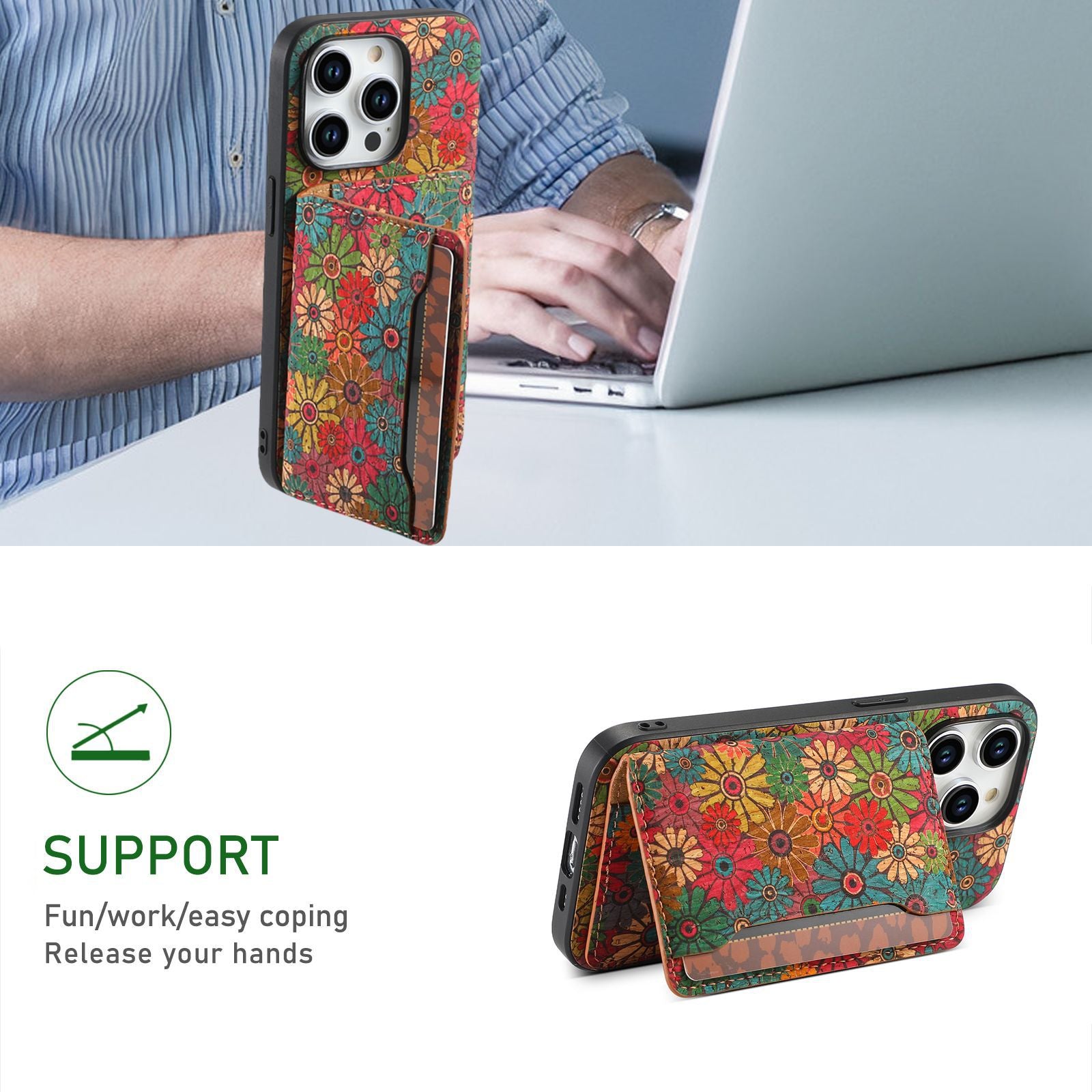 Suitable for Iphone Air Cork Phone Case Card Holder Apple 17promax Card Holder