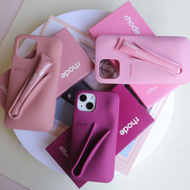 Same style lipstick lip gloss silicone full coverage case for iphone 13/14/15 pro max