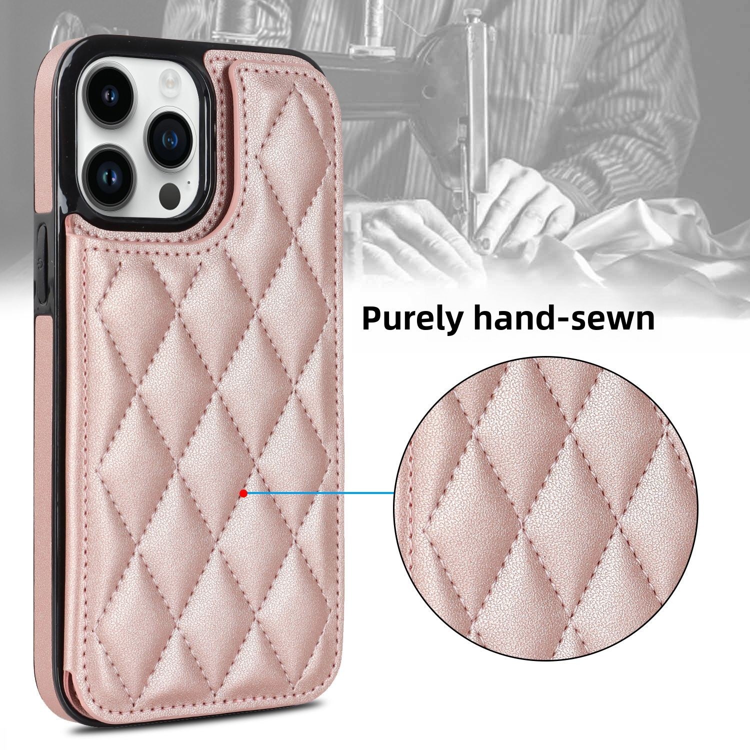 Chanel-style Card Holder Compatible with Apple 17 Pro Max/16 Plus Phone Cases, Iphone 15/14 Shockproof Protective Covers