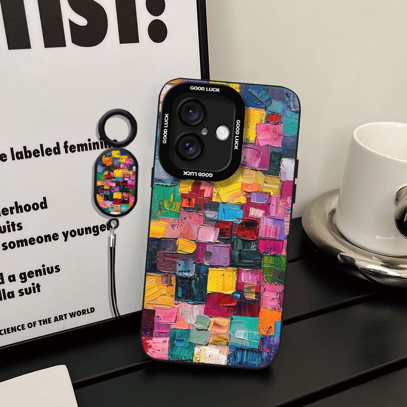 Colorful Oil Painting Suitable for Apple 17 Mobile Phone Case 16 All-inclusive 15 Anti-fall 14/13pro Angel Eye Xr Silicone Xs Soft