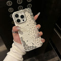 High-end rhinestone apple 16promax mobile phone case 16 crocodile skin pattern iphone15pro anti-fall 14 protective cover 13