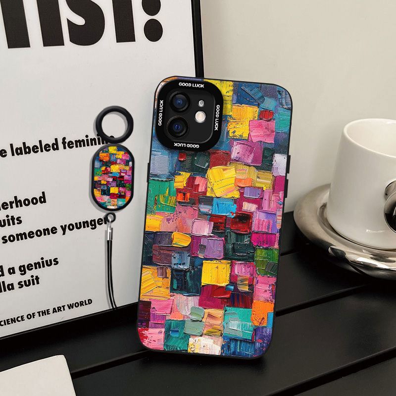 Colorful Oil Painting Suitable for Apple 17 Mobile Phone Case 16 All-inclusive 15 Anti-fall 14/13pro Angel Eye Xr Silicone Xs Soft