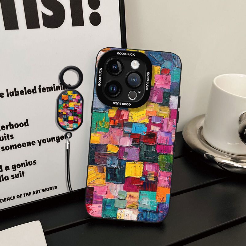 Colorful Oil Painting Suitable for Apple 17 Mobile Phone Case 16 All-inclusive 15 Anti-fall 14/13pro Angel Eye Xr Silicone Xs Soft