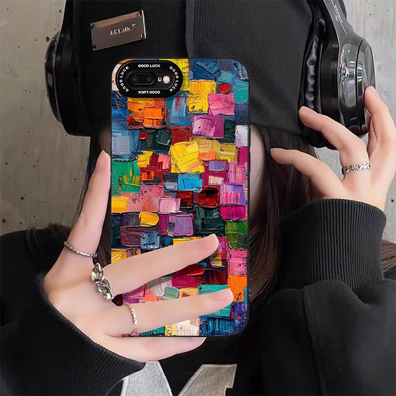 Colorful Oil Painting Suitable for Apple 17 Mobile Phone Case 16 All-inclusive 15 Anti-fall 14/13pro Angel Eye Xr Silicone Xs Soft