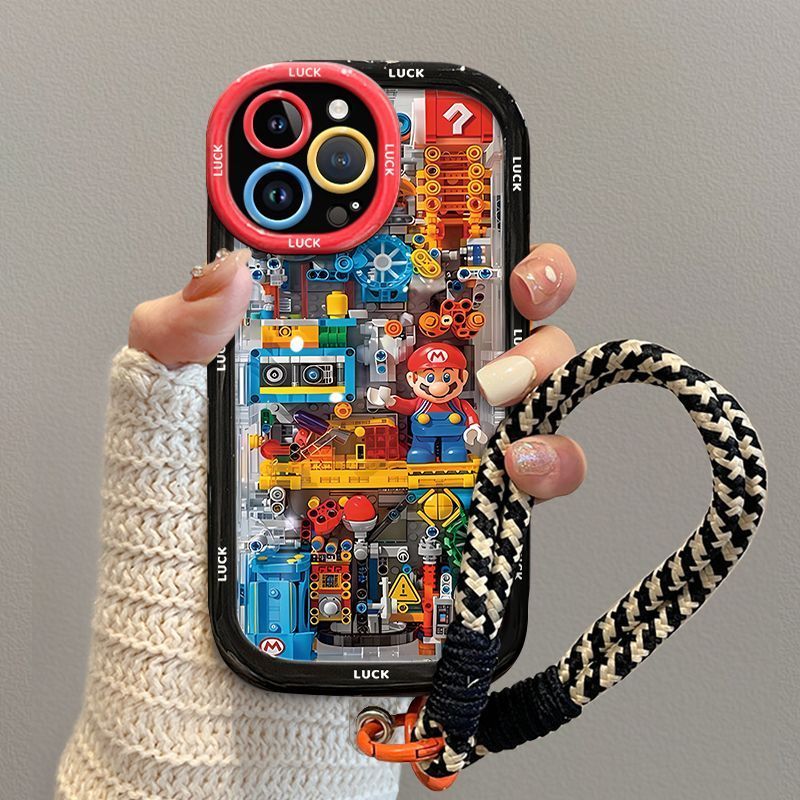 Apple mobile phone case building block mario 16 new iphone15pro puff 14/13/12/x/xr/7 all inclusive