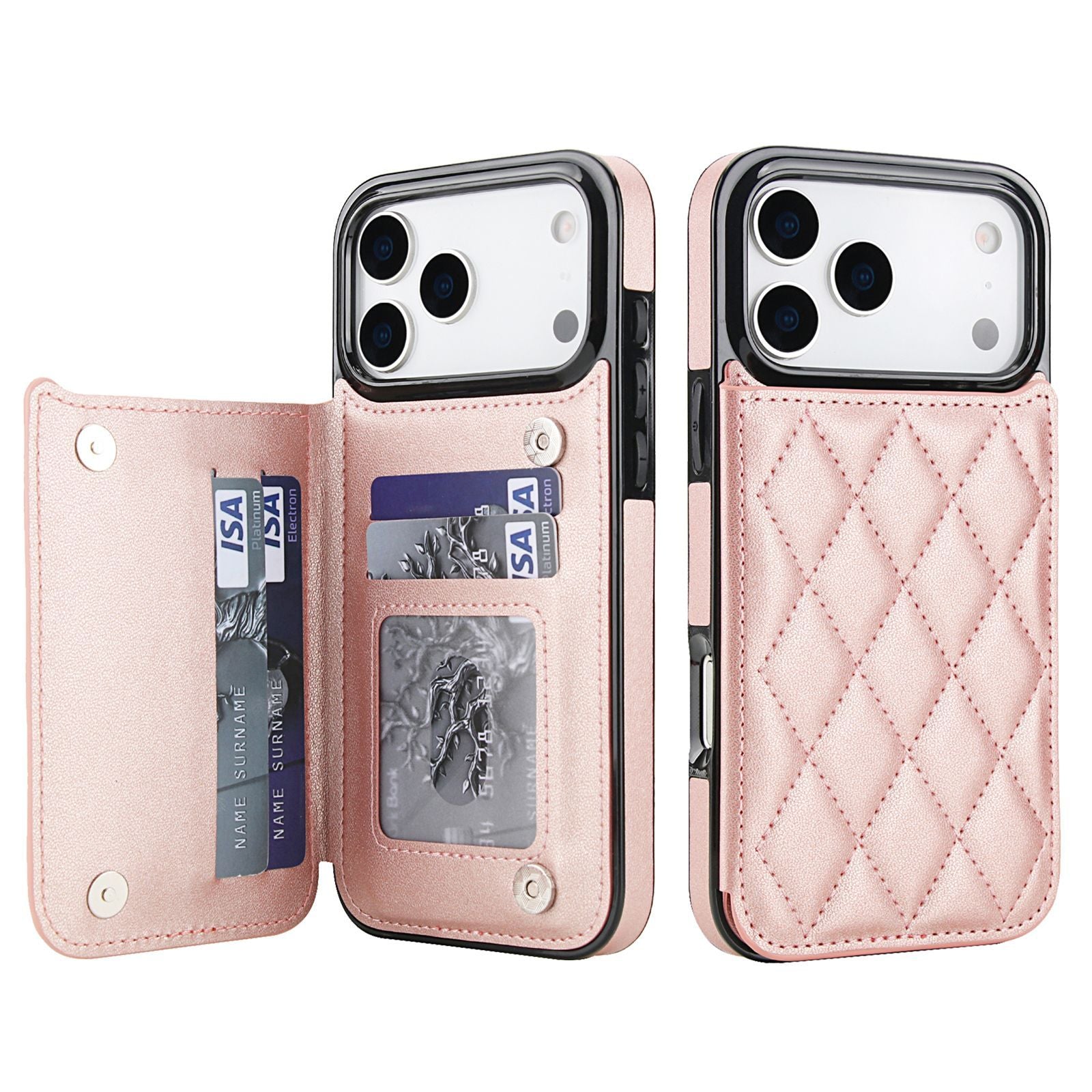 Chanel-style Card Holder Compatible with Apple 17 Pro Max/16 Plus Phone Cases, Iphone 15/14 Shockproof Protective Covers